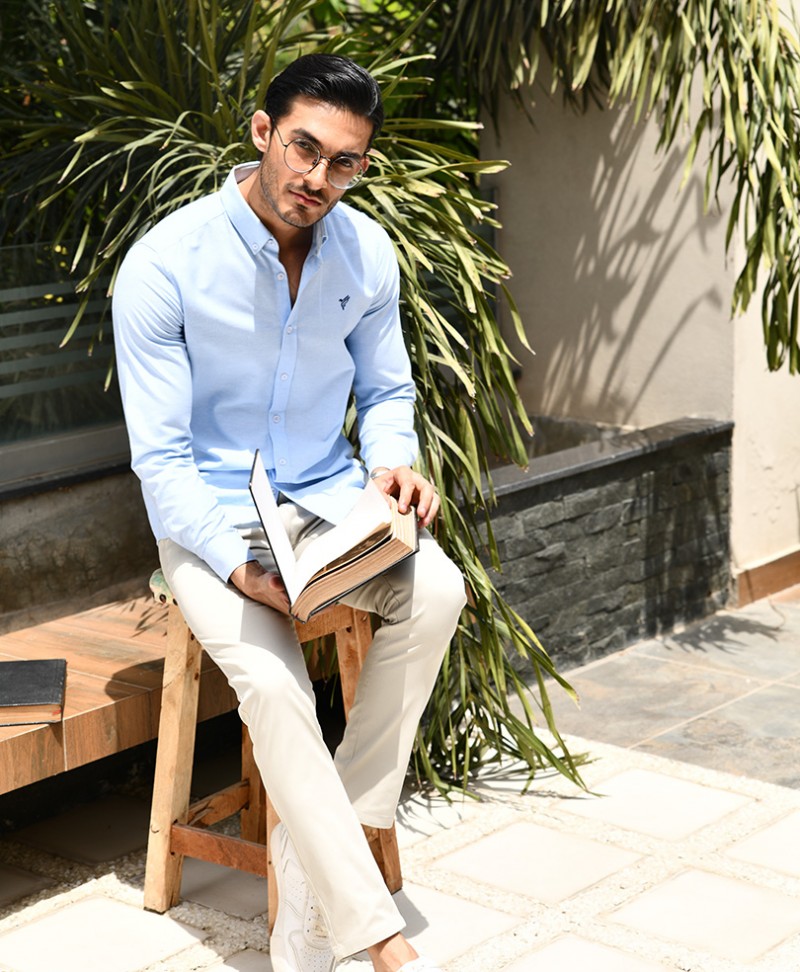 Sky Blue Oxford Shirt (Modern Fit) - FITTED