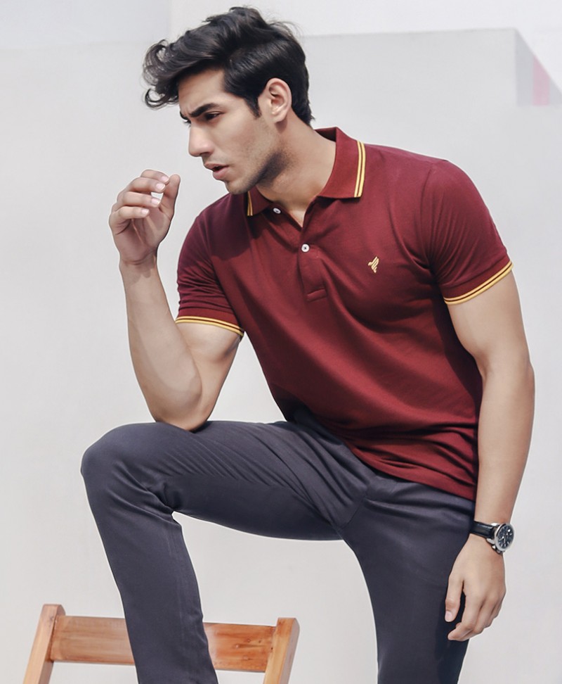 Gold Maroon Polo - FITTED
